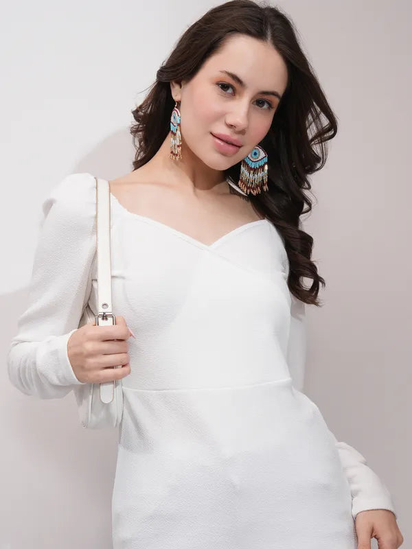 Suburbans  Women White Solid Fitted Tops