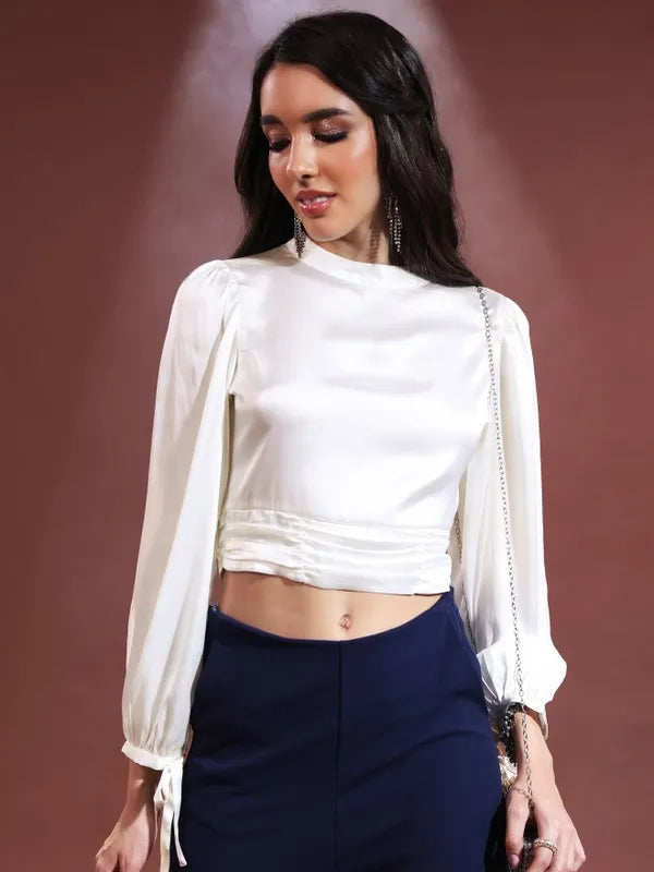 Suburbans Women Cream Solid Regular Tops
