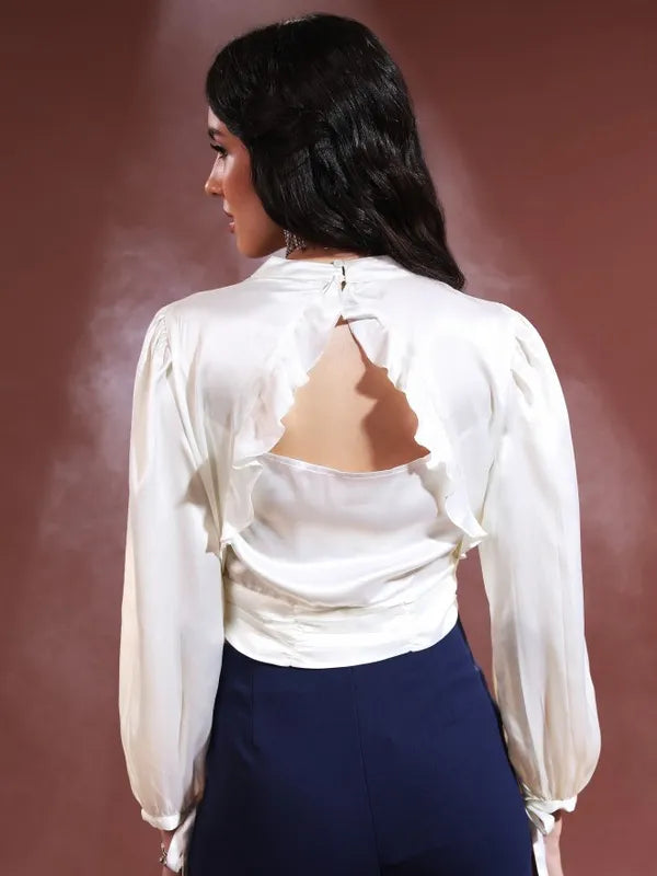 Suburbans Women Cream Solid Regular Tops