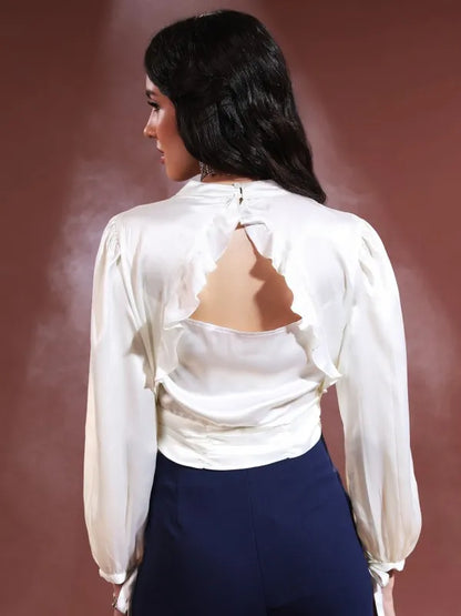 Suburbans Women Cream Solid Regular Tops