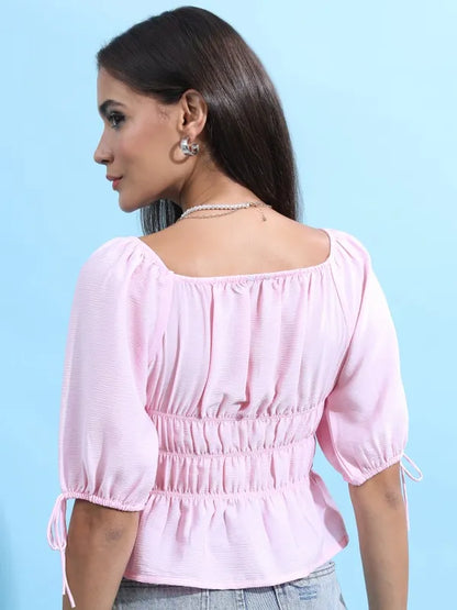 Suburbans Women Pink Solid Regular Tops