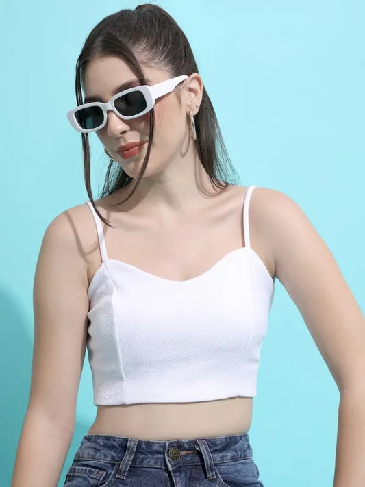 Suburbans Women White Solid Fitted Tops