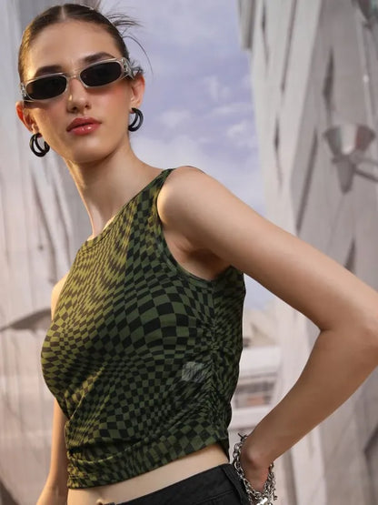 Suburbans Women Black Printed Fitted Tops