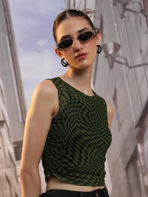 Suburbans Women Black Printed Fitted Tops