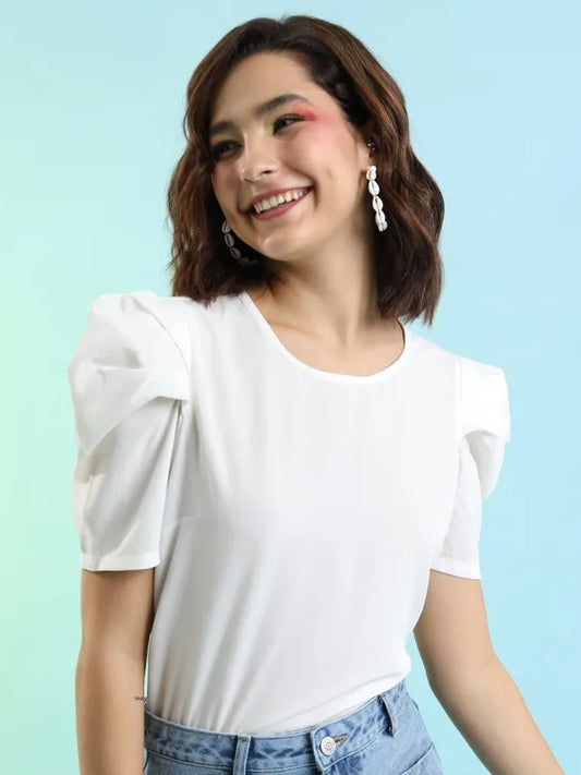 Suburbans  Women White Solid Regular Tops