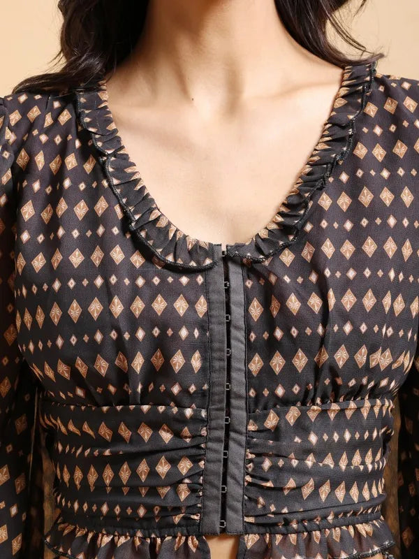 Suburbans  Women Brown Printed Regular Tops