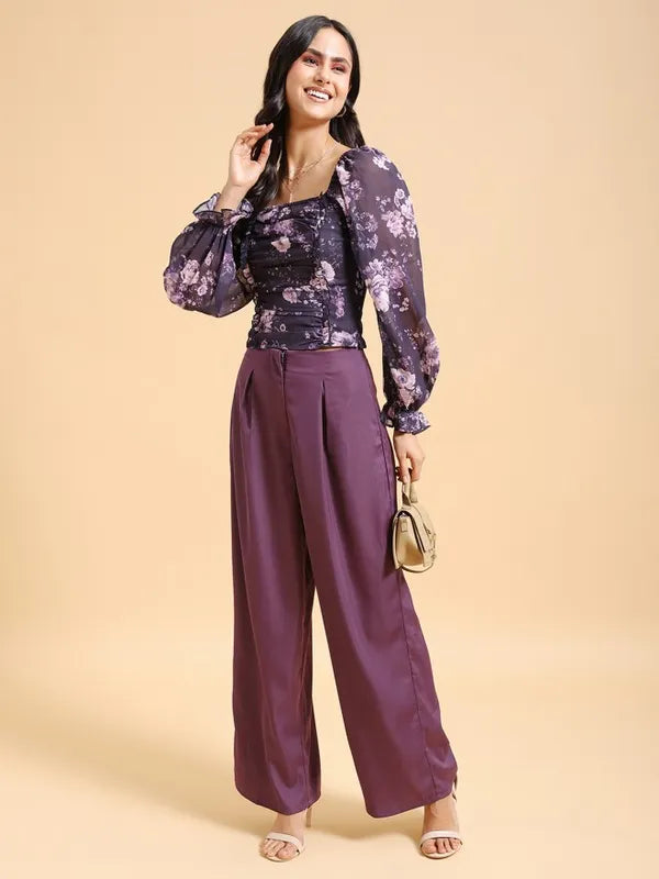 Suburbans  Women Purple Printed Regular Tops