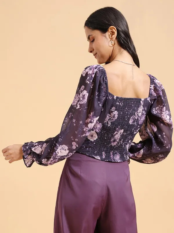 Suburbans  Women Purple Printed Regular Tops