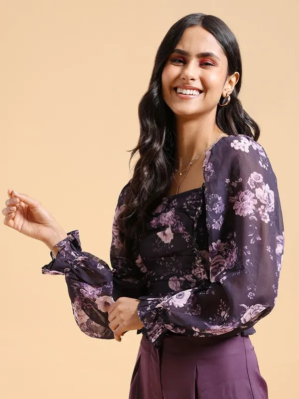 Suburbans  Women Purple Printed Regular Tops