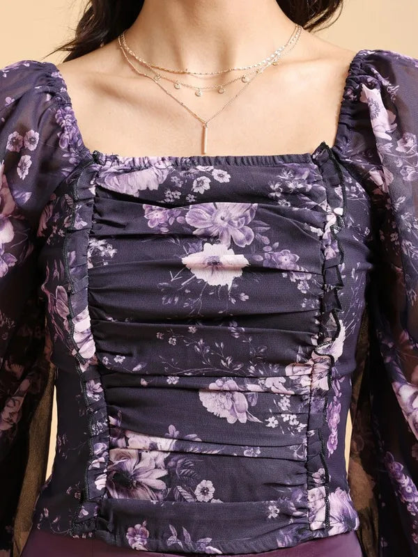 Suburbans  Women Purple Printed Regular Tops
