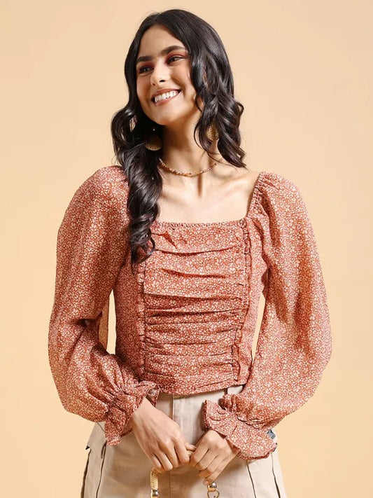 Suburbans  Women Mustard Printed Regular Tops
