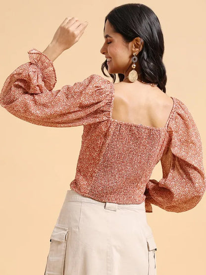Suburbans  Women Mustard Printed Regular Tops