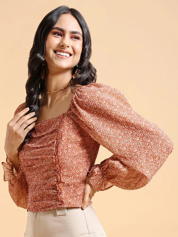 Suburbans  Women Mustard Printed Regular Tops