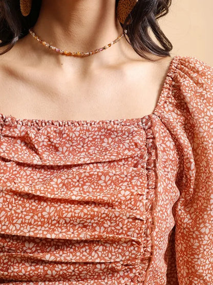 Suburbans  Women Mustard Printed Regular Tops