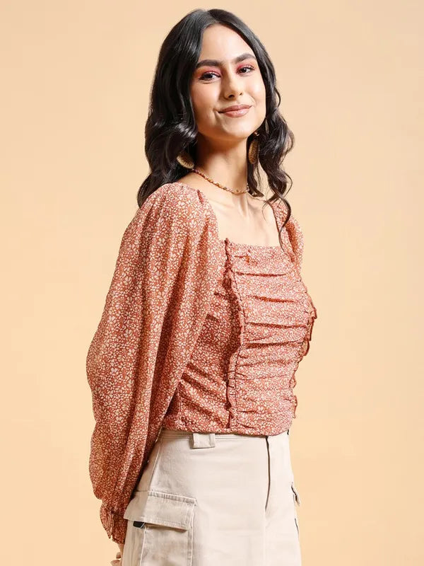 Suburbans  Women Mustard Printed Regular Tops