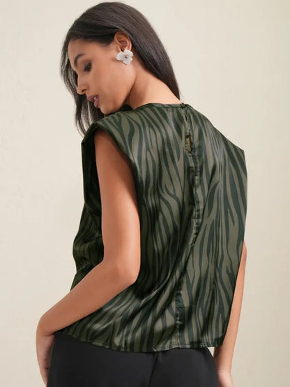 Suburbans  Women Olive Printed Regular Top