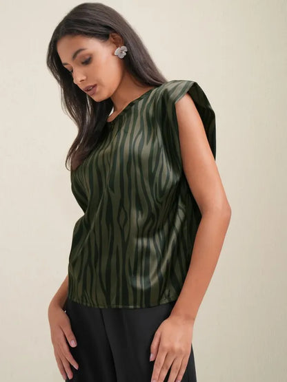 Suburbans  Women Olive Printed Regular Top