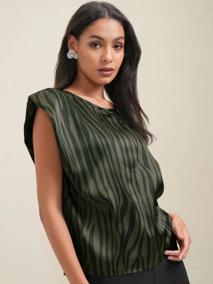 Suburbans  Women Olive Printed Regular Top