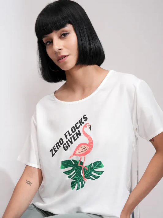Suburbans  Women White Printed Regular Top
