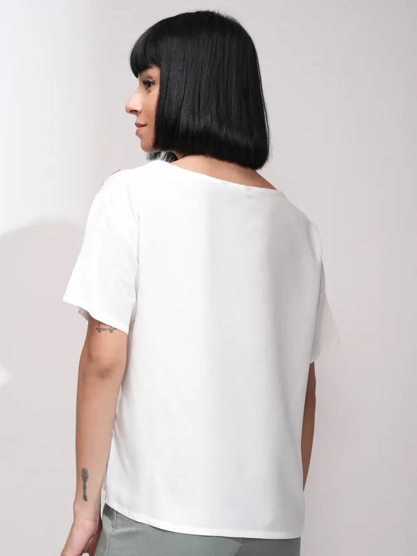 Suburbans  Women White Printed Regular Top