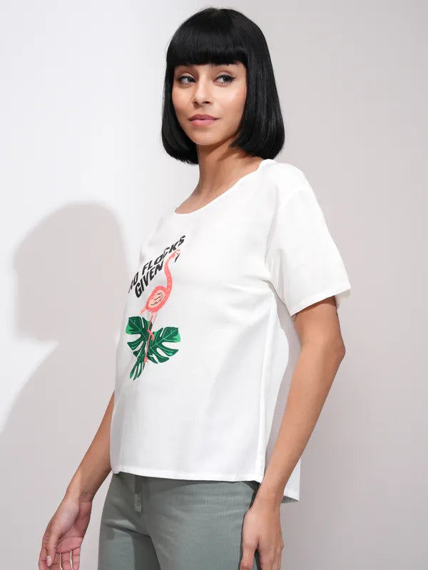Suburbans  Women White Printed Regular Top