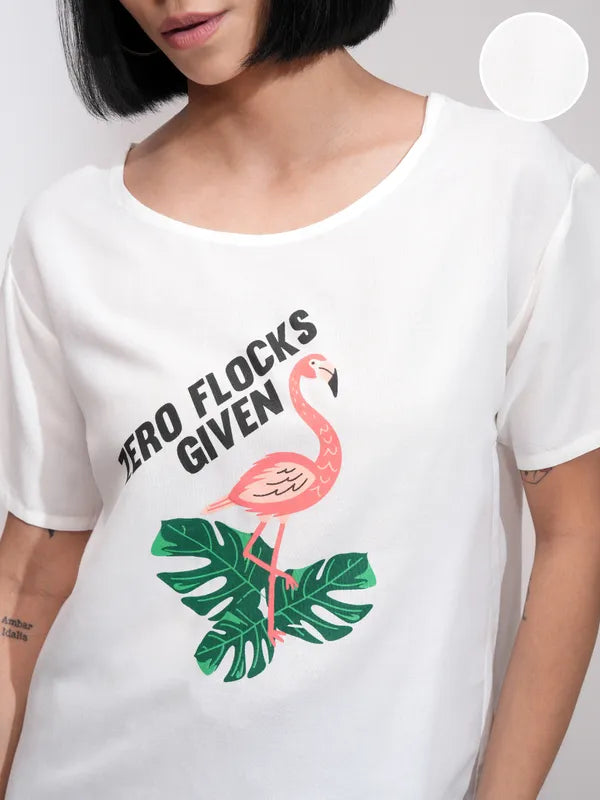 Suburbans  Women White Printed Regular Top