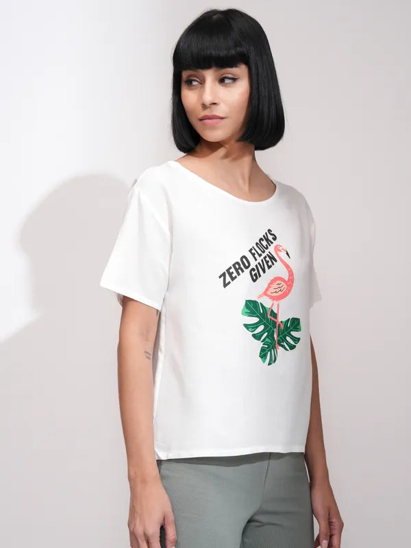 Suburbans  Women White Printed Regular Top