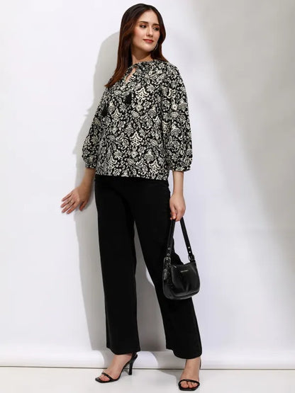 Suburbans  Women Black Printed Regular Top