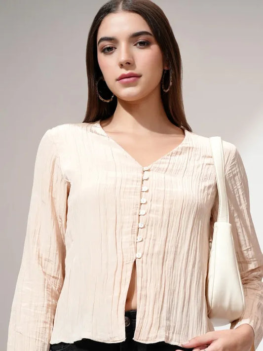 Suburbans   Women Beige Solid Regular Top