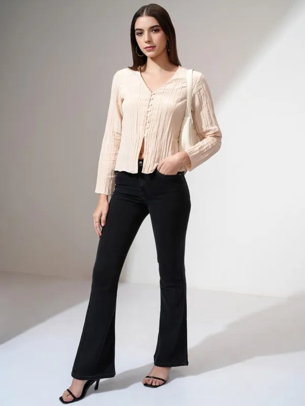 Suburbans   Women Beige Solid Regular Top