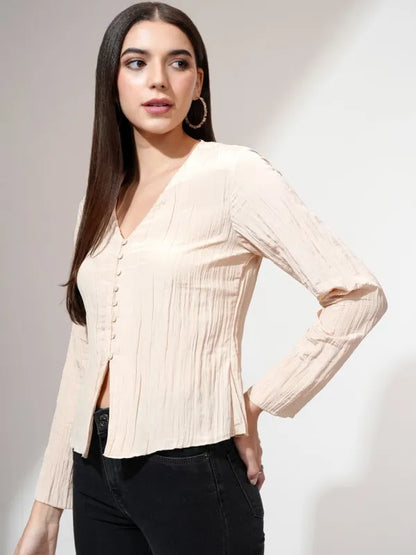 Suburbans   Women Beige Solid Regular Top