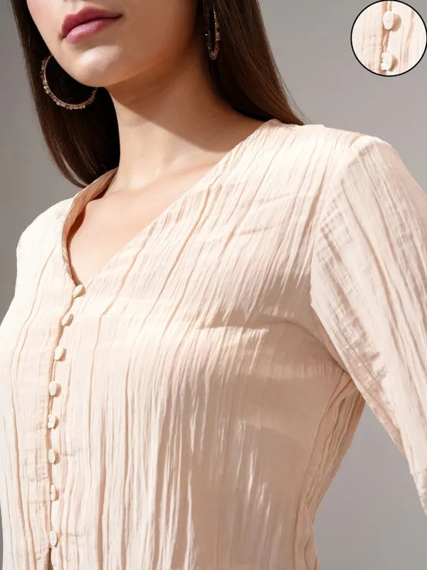 Suburbans   Women Beige Solid Regular Top