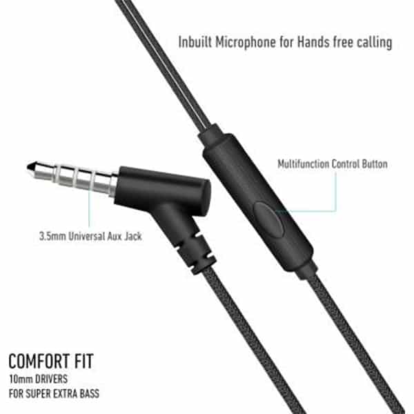 Ubon UB-2000 Earfit Bass Sound Earphone Wired Headset (Black)