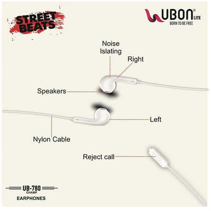 UBON UB-780 Champ In Ear Wired With Mic Earphones