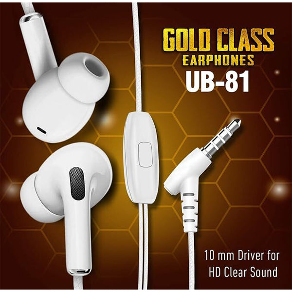 Ubon UB-81 Universal Earphone With Super Extra Bass Wired Headset (White, In the Ear)