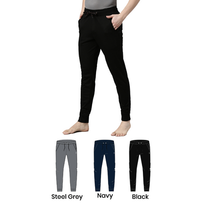 Suburbans Men’s Cotton Joggers, Premium Track Pants for Men, 100% Cotton Interlock Knit, Stretchable & Breathable, Elastic Waistband with Drawcord, Side Pockets with Zippers, Gym Running Jogging Pants
