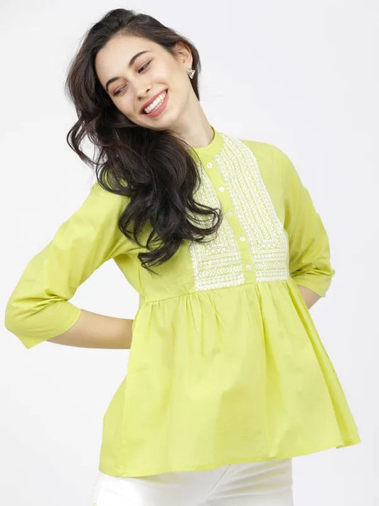 Suburbans  Women Yellow Printed Regular Tops