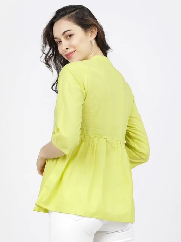 Suburbans  Women Yellow Printed Regular Tops
