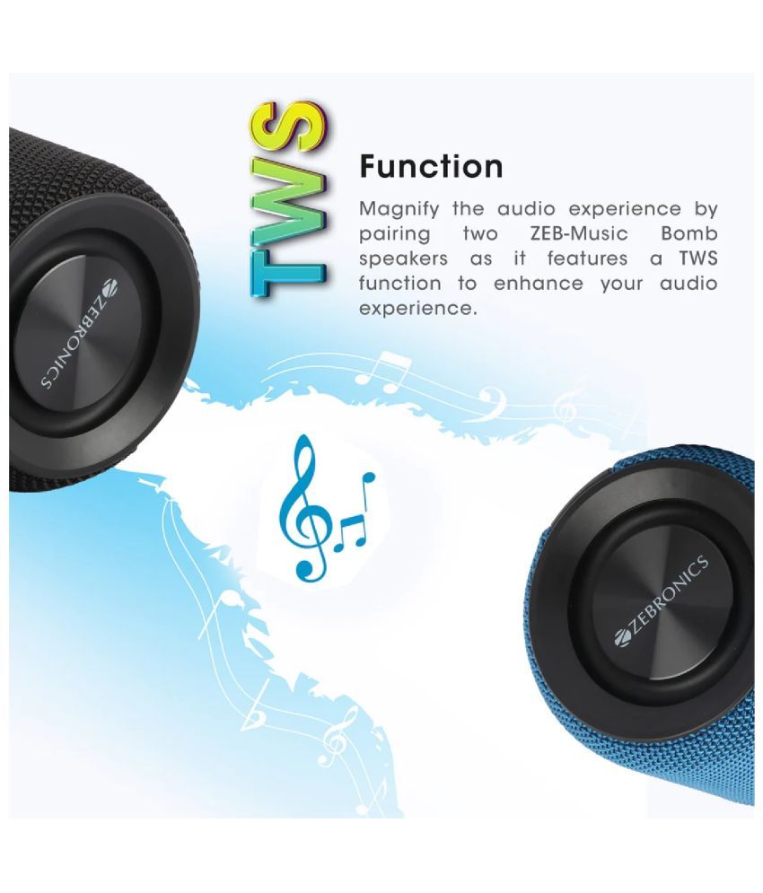 ZEBRONICS Zeb-MUSIC BOMB X MINI (BLACK) -PORTABLE BT SPEAKER