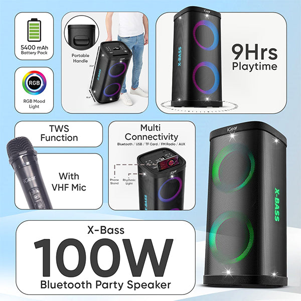 iGear X-Bass 100 Portable Bluetooth Party Speaker