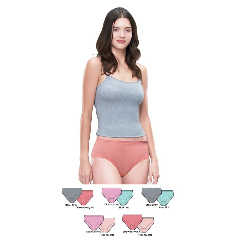 Suburbans Women’s Hipster Panties – Pack of 2, 100% Super Combed Cotton, Low Rise with Inner Elastic Waistband