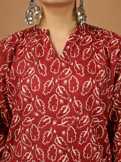 PRINTED MANDARIN COLLAR TOP WITH TROUSERS CO-ORDS