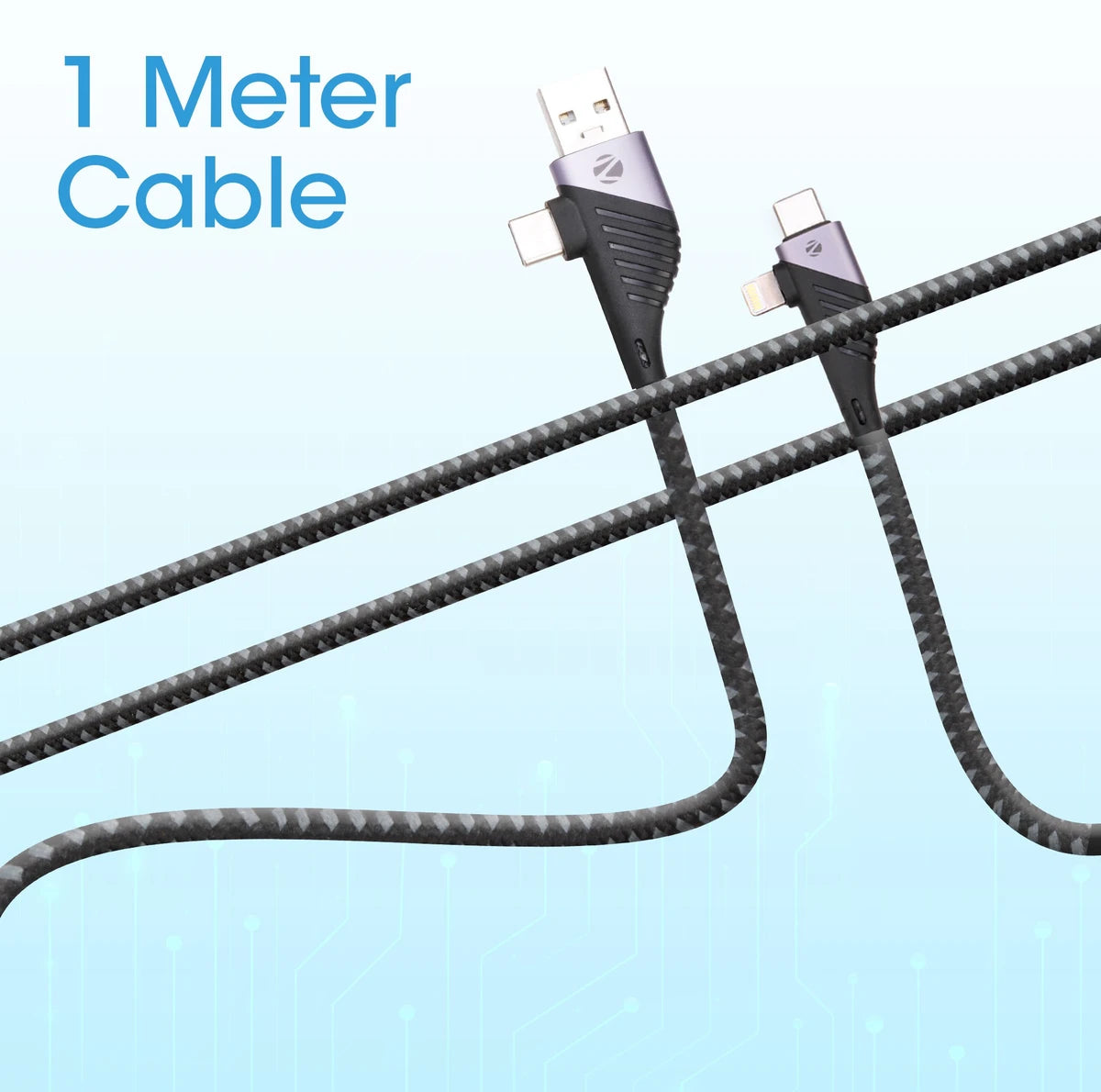 ZEBRONICS Type C cable 2A 1 m USB Type C Cable(Black)