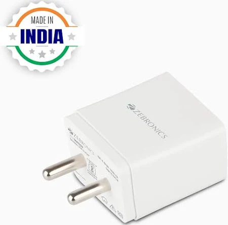 ZEBRONICS Multiport Mobile Charger with Detachable Cable  (white)