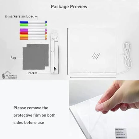 Styluge 3D Acrylic Rewritable LED Message Board Table Lamp with Erasable pen