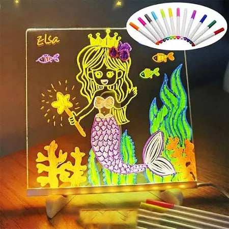 Styluge 3D Acrylic Rewritable LED Message Board Table Lamp with Erasable pen