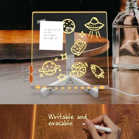 Styluge 3D Acrylic Rewritable LED Message Board Table Lamp with Erasable pen