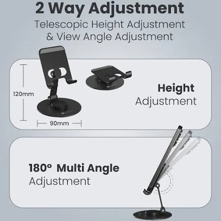 Mobile Phone Stand 360° Rotation Height and Angle Adjustable Cell Phone Stand
