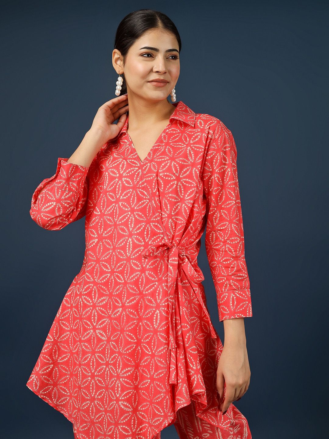 PRINTED PURE COTTON TUNIC WITH TROUSERS