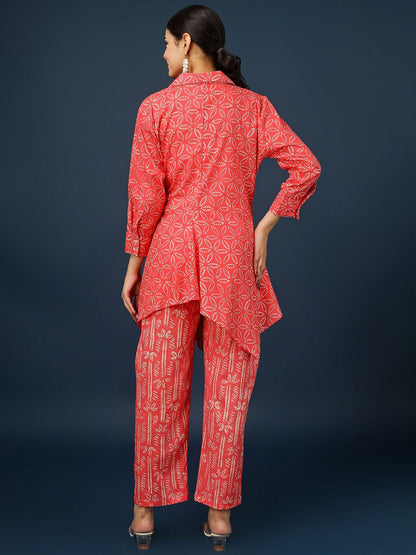 PRINTED PURE COTTON TUNIC WITH TROUSERS